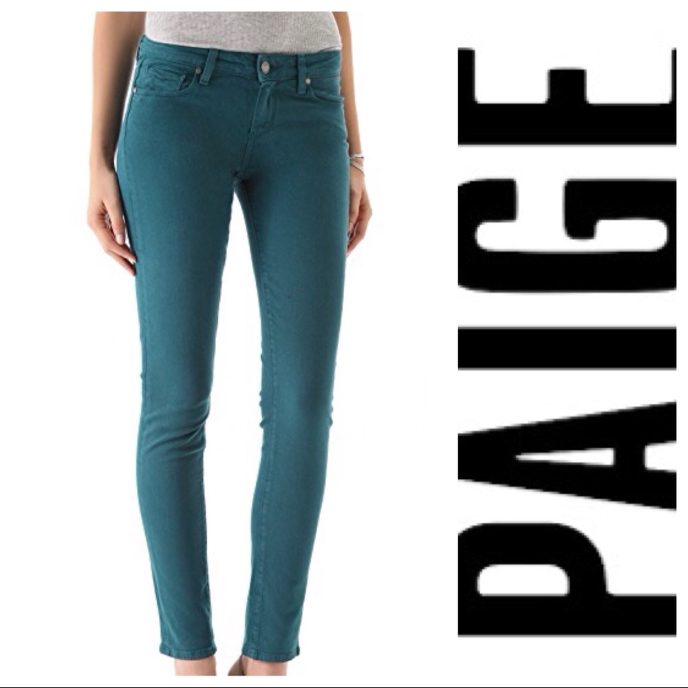 PAIGE TEAL SKYLINE SKINNY JEANS